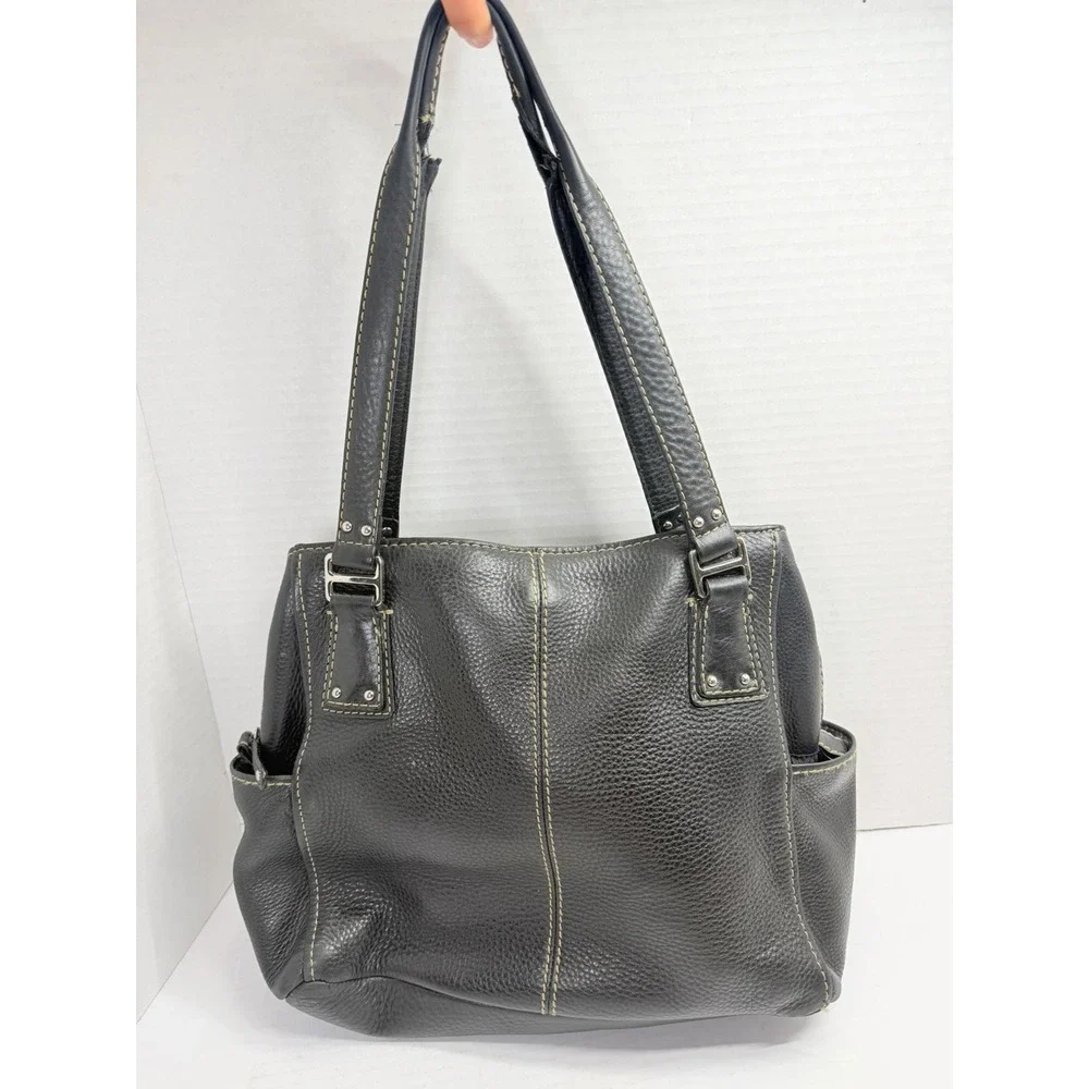 Fossil Black Pebbled Leather Multi-Compartment Satchel Shoulder Bag Y2K‎